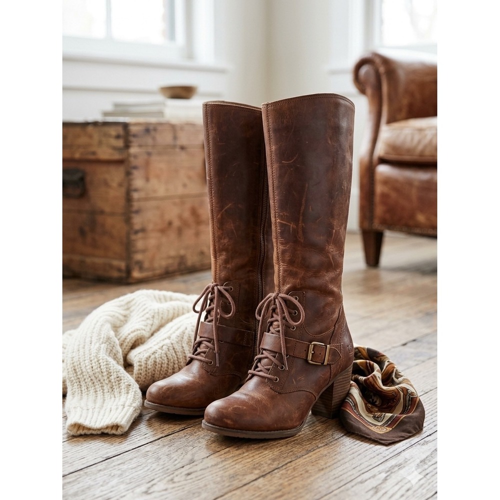 Timberland Earthkeepers Trendton Brown Leather Tall Lace Up Boots 8535R Womens 7